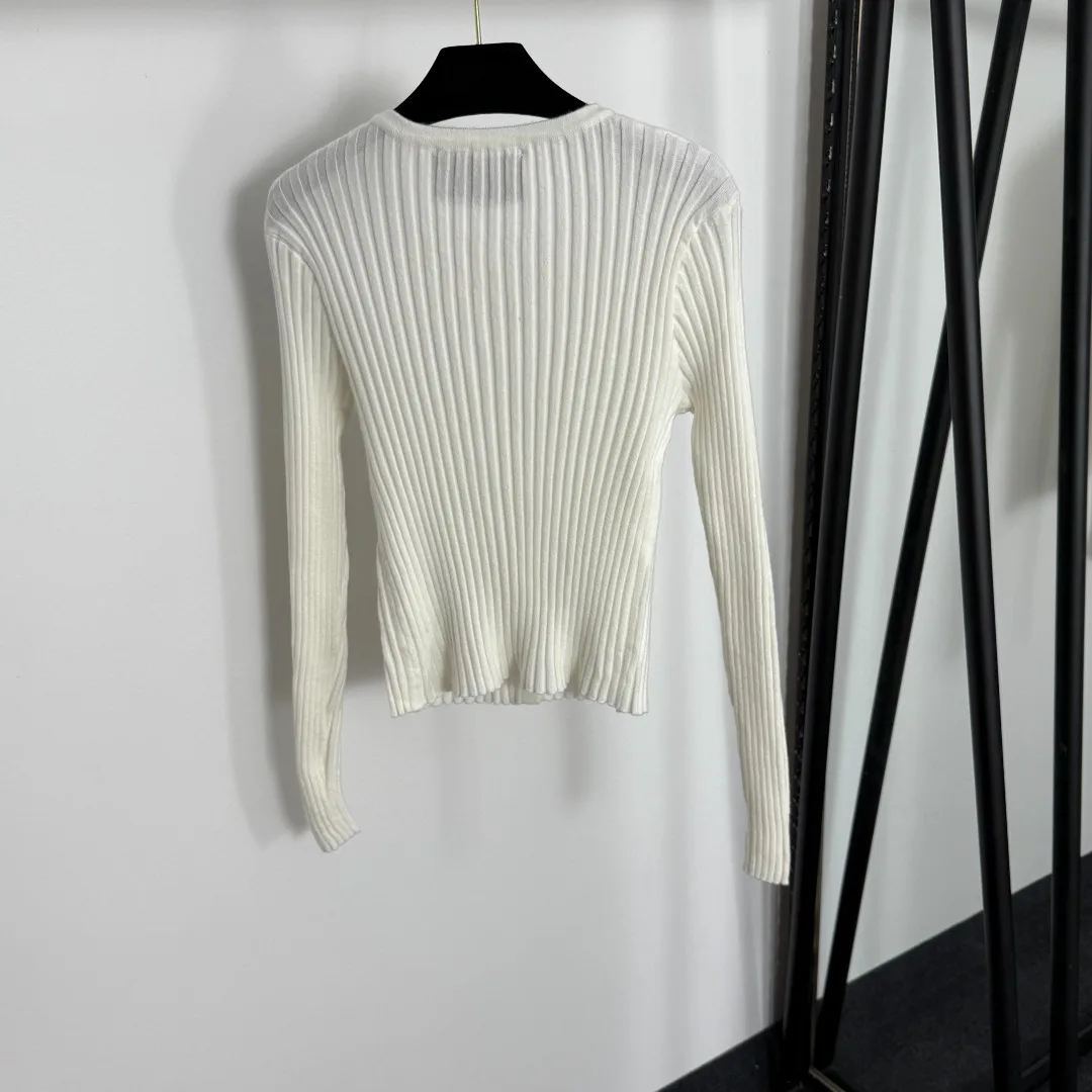 

2025 New Sweater Knit Coat Buttons Solid Long-sleeved O-neck Fashionable Versatile Slimming Figure-hugging Spring Summer