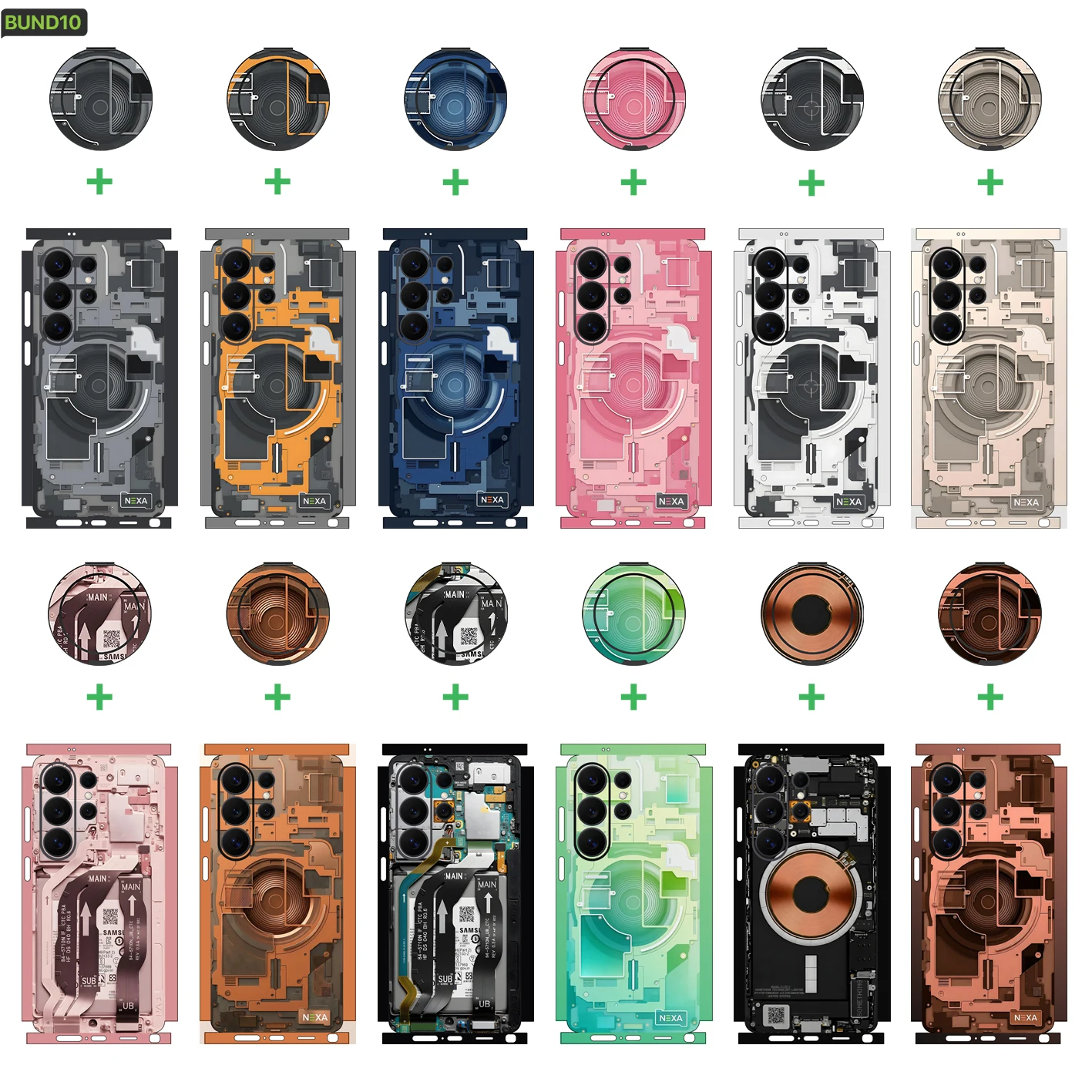 

for samsung s26 ultra s26/s26 plus/s25/s24 /s23 - Skin Phone back sticker film Set by Nexa - Premium Sticker Wrap - Bundle010