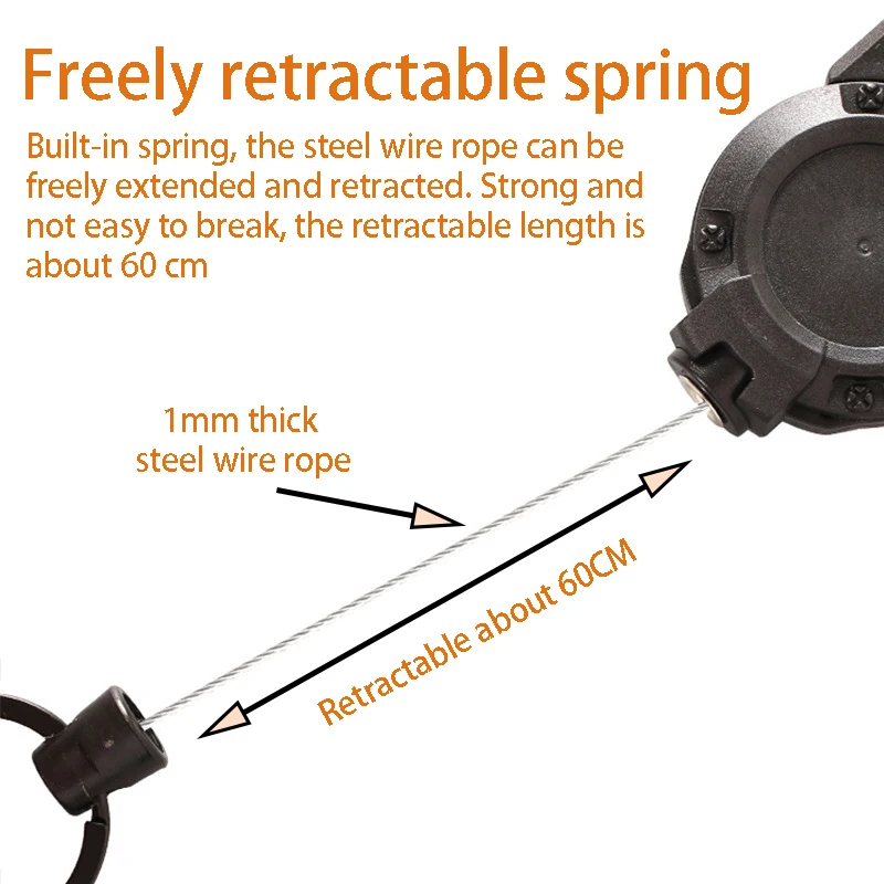 1Pcs Automatic Retractable Wire Rope Antitheft Easy-to-pull Buckle Rope Elastic Keychain Sporty Retractable Key Ring Anti Lost