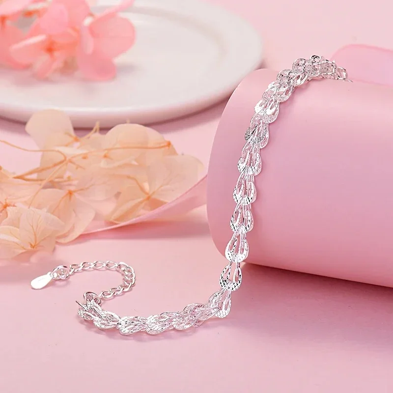 Nowy popularny projektant 925 Sterling Silver tokarki rzeźbione wzór bransoletki dla kobiet moda biżuteria ślubne prezenty świąteczne — zdjęcie 2