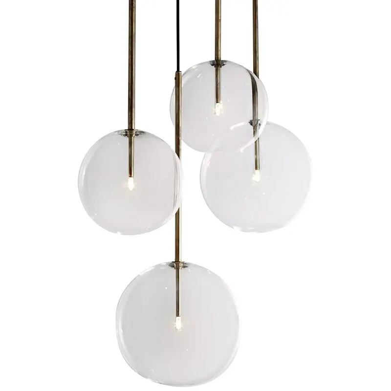 Lampe Suspendue Simple en Verre Transparent de Style Nordique Moderne, Luminaire Décoratif d'Nik, Idéal pour une Salle à Manger, une Chambre à Coucher ou un Salon, G4