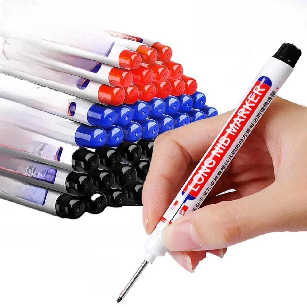 1–100 Stück 2 cm wasserdichte Marker mit langem Kopf, tiefes Loch, Markierungsstift für Metall, Schreiner, rot/schwarz/blau/grüne Tinte, Holzbearbeitungswerkzeuge