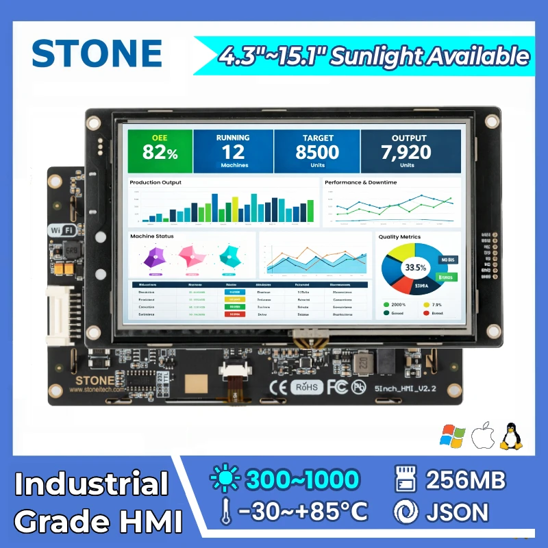 STONE A 4.3-15.1 inch HMI Display Panel TFT LCD with Capacitive Touch Screen for RS232 CPU Cortex A8 1Ghz for Arduino