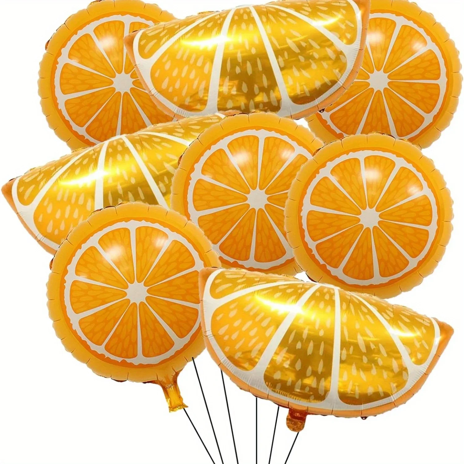 8 Stück orangefarbene Obst-Folienballons, Party-Dekoration, Geburtstag, Orange, Mottoparty, Hochzeit, Verlobung, Jahrestag, Abschlussfeier