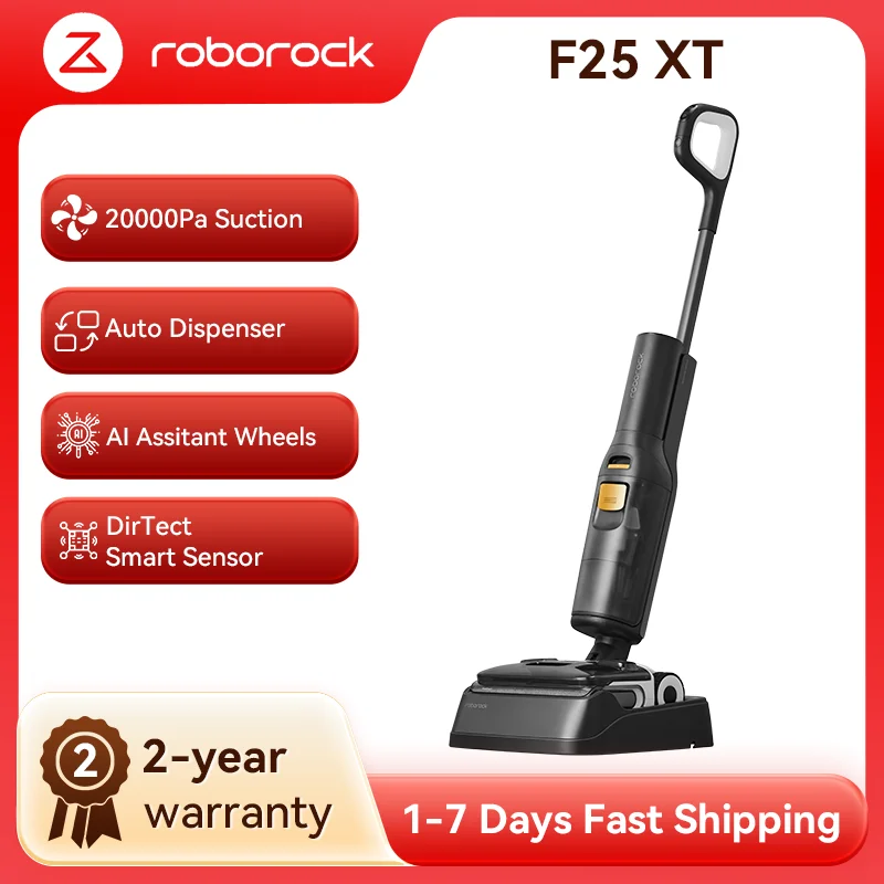 roborock F25 XT Aspirateur eau et poussière, puissance d?aspiration de 20 000 Pa, roues assistées par IA, sans enchevêtrement, séchage à air chaud à 90 °C, détection de la saleté, avec application et Wi-Fi roborock F25 XT Aspirateur eau et poussière, puissance d?aspiration de 20 000 Pa, roues assistées par IA, sans enchevêtrement, séchage à air chaud à 90 °C, détection de la saleté, avec application et Wi-Fi