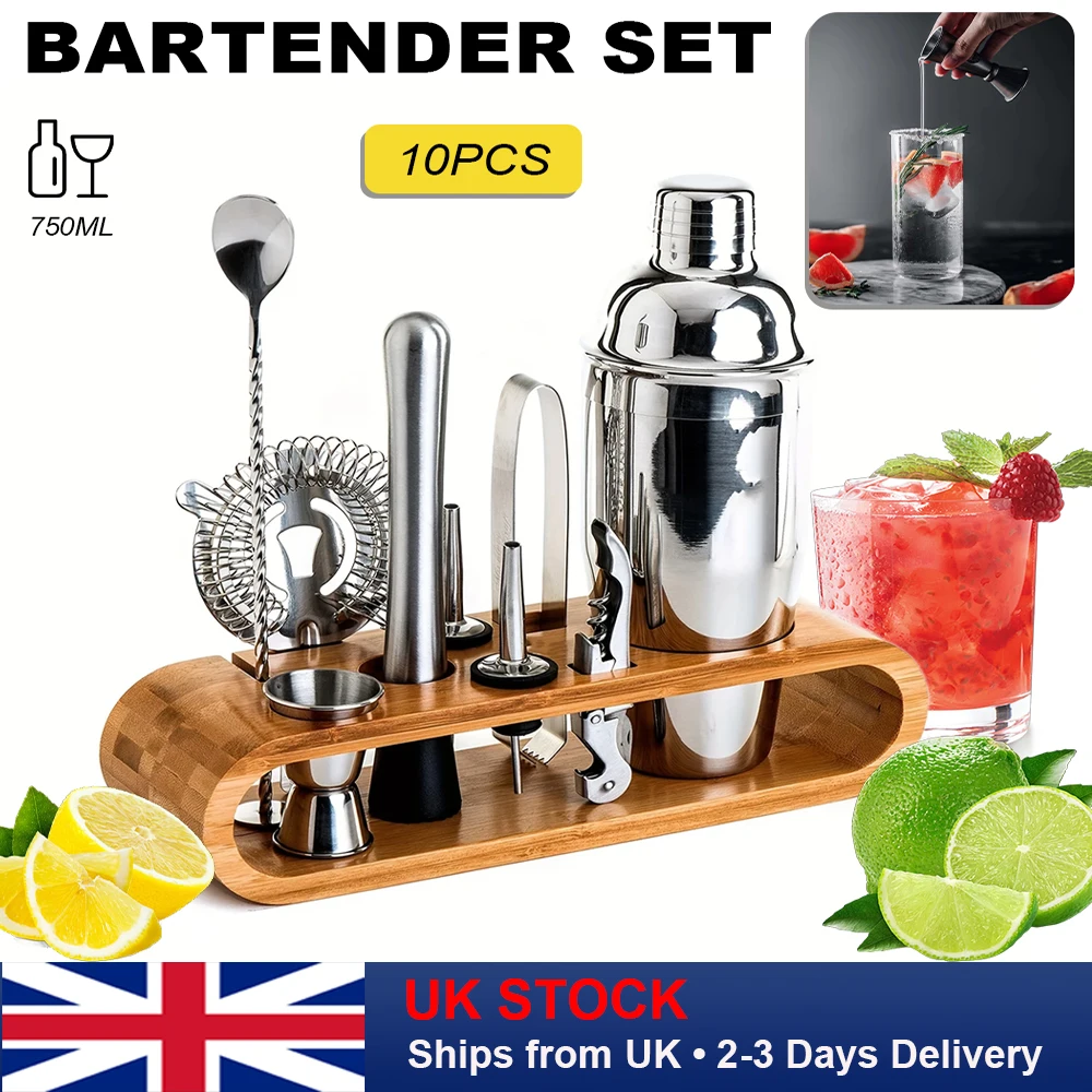 10-teiliges Boston Cocktail Shaker Weinmischer-Set, Barkeeper-Cocktail-Shaker-Werkzeugset, Bar-Set für ein tolles Getränkemisch-Erlebnis