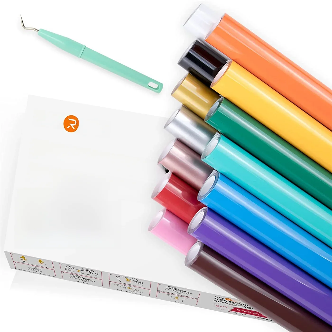 HTVRONT 14 pièces 12inX3ft multicolore PU transfert de chaleur rouleau de vinyle pour Cricut T-shirt impression bricolage fer sur HTV Film cadeau de noël
