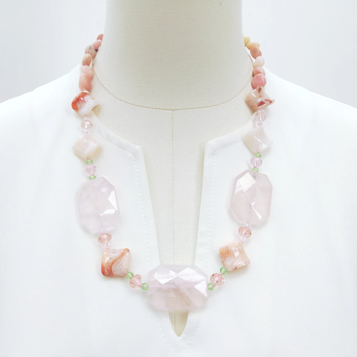 Lii Ji – collier en pierre véritable, quartz rose, opale rose, cristal, 63cm, vente en stock, bijoux pour femmes, cadeau