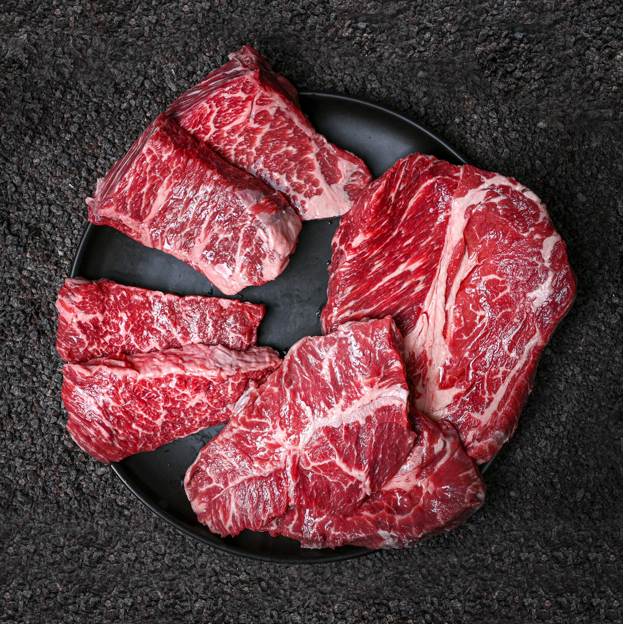 프리미엄 숙성 소고기 블랙에이징 5종 150g (등심/부채/치마/갈비/살치)