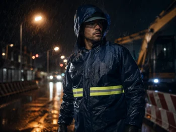 2-Piece Waterproof Rain Suit for Adults, Thick Jacket and Pants with Hood and Reflective Strips, Anti-Rain Workwear for Motorcycle and Outdoor Use (Size 77X77X65Cm) 5 2-Piece Waterproof Rain Suit for Adults, Thick Jacket and Pants with Hood and Reflective Strips, Anti-Rain Workwear for Motorcycle and Outdoor Use (Size 77X77X65Cm) 5