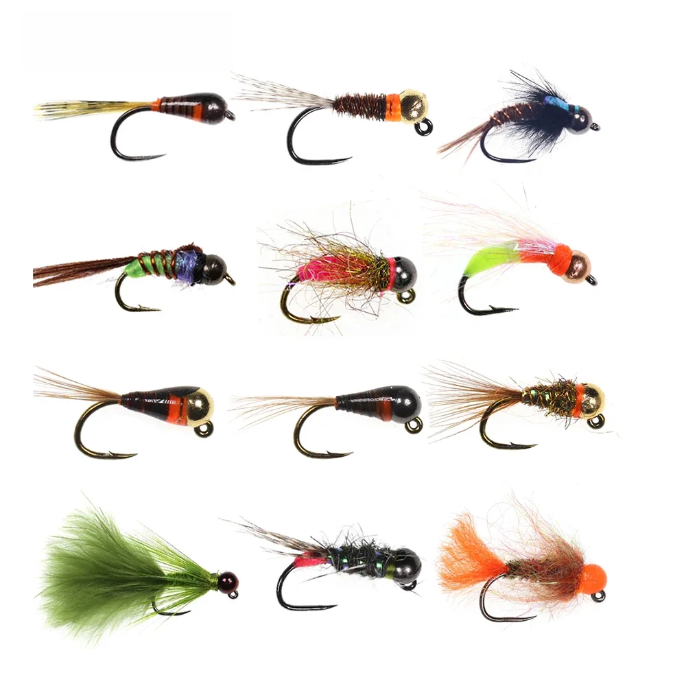 Wifreo-Leurre avec tête en perles de tungstène, appât Élidéal pour la pêche à la mouche, à la truite, au panfish ou à l'gris, 6 pièces