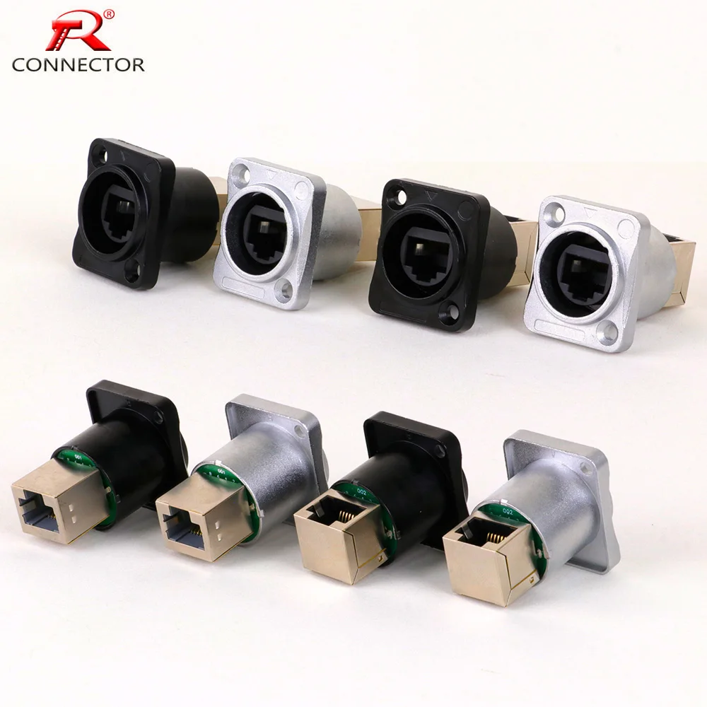 1pc 90°/180° IP65 RJ45 8P8C Female Panel Mount Chassis Network Interface Adapter Extension Connector for Outdoor Ethernet Jack