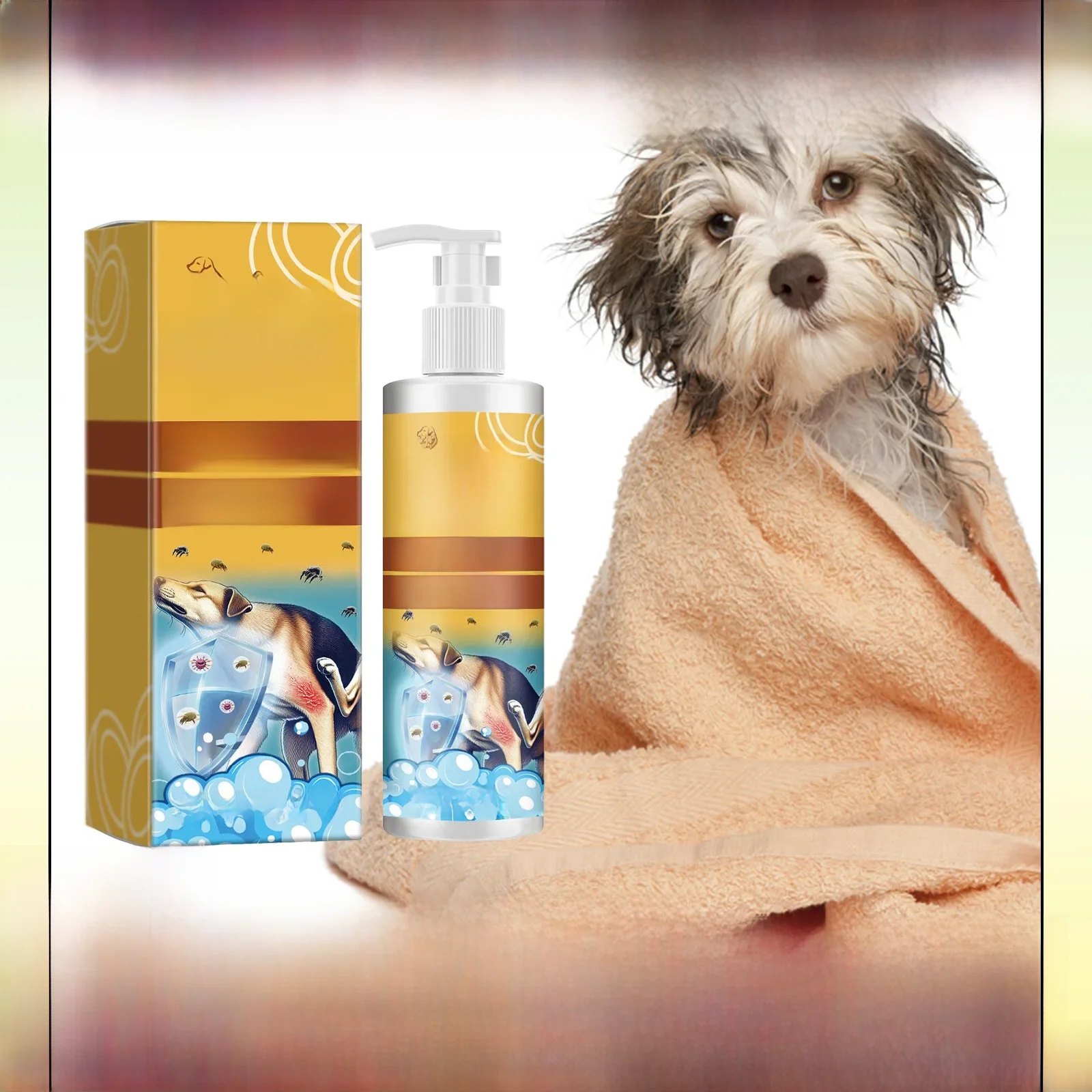 Shampoing revitalisant pour chien, hydratant pour peaux sensibles, équilibré au PH, Anti-démangeaison, tueur de puces, élimination des acariens, mousse de nettoyage pour animaux de compagnie