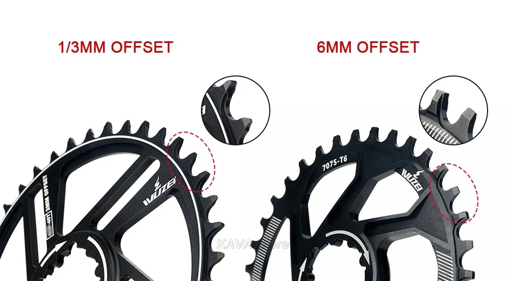 WUZEI MTB 3 Bolzen Kettenblatt 30T 32T 34T 36T 38T 40T 42T Offset 1mm/3mm/6mm CNC Kettenrad für Sram 11/12S NX XX XO GX GXP11 – Detail 3