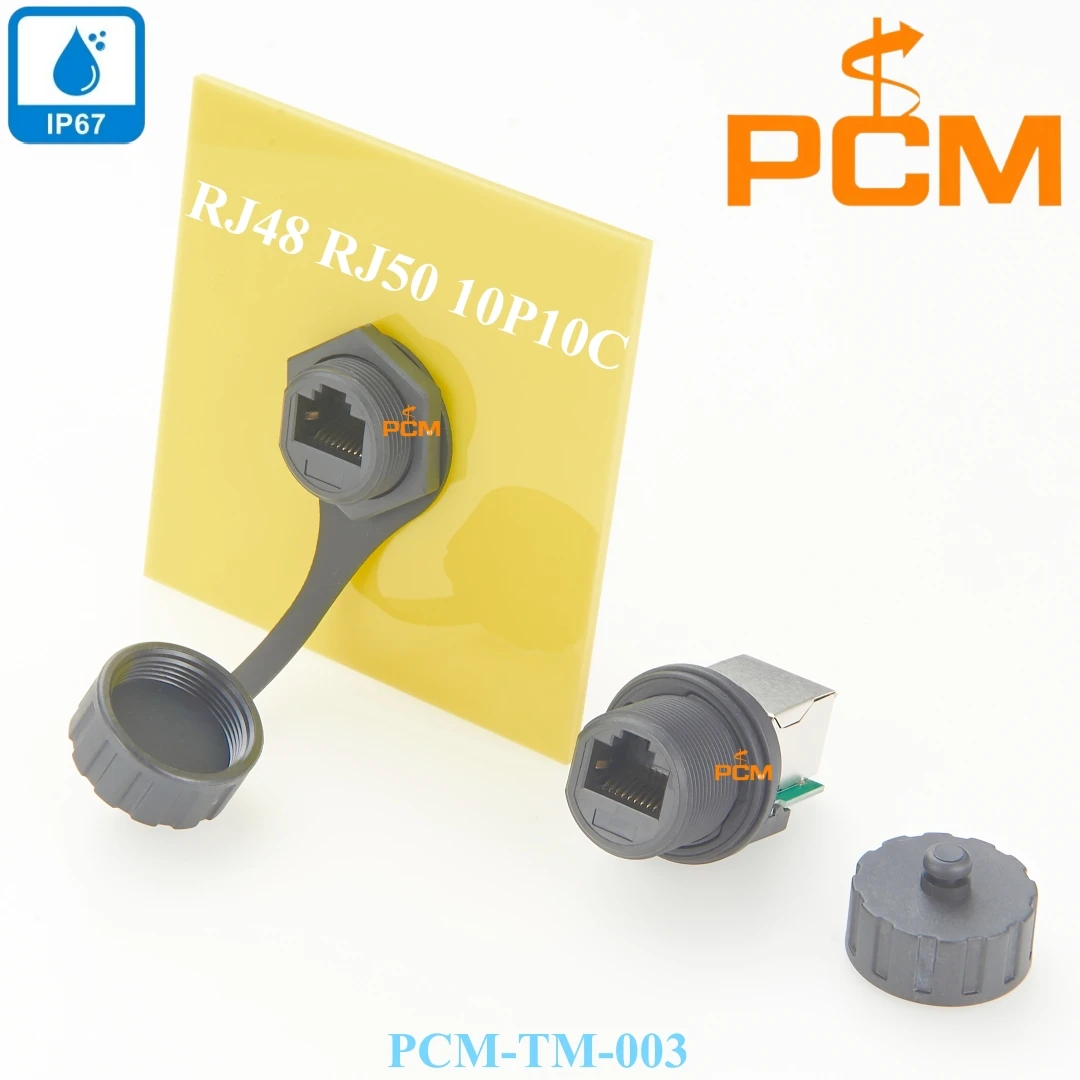 RJ50 10P10C female to socket jack adapter connector panel mount waterproof Coupler with full-thread locking for POS scanner