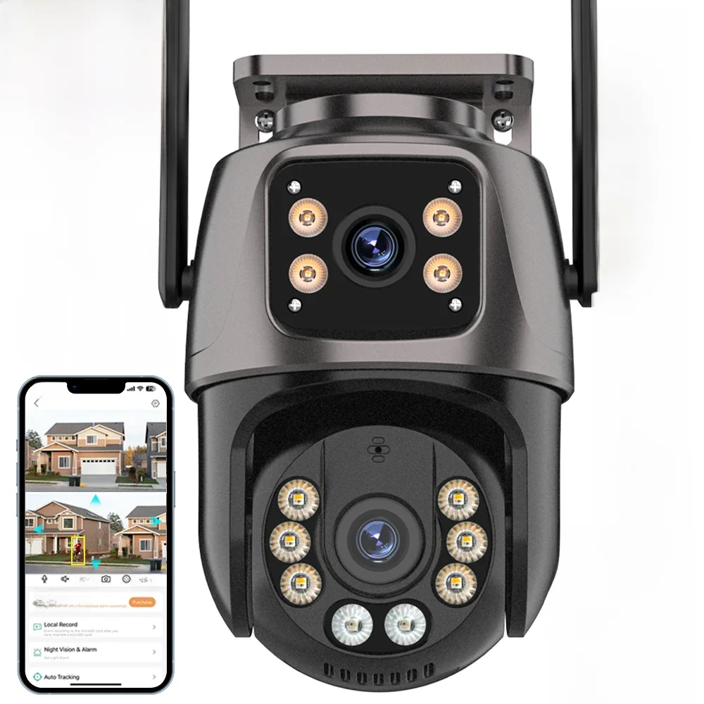 4K 8MP HD Wifi PTZ-camera Buiten 4MP Dual Lens Dual Screen AI Auto Tracking IP-camera CCTV Audio Video Surveillance P2P iCSee - afbeelding 2