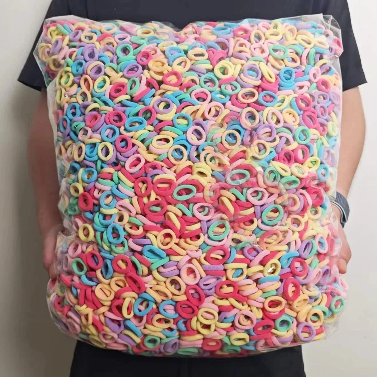 100 pièces/sac coloré de base en Nylon élastique attaches de cheveux pour les filles queue de cheval tenir Scrunchie élastique enfant mode cheveux accessoires