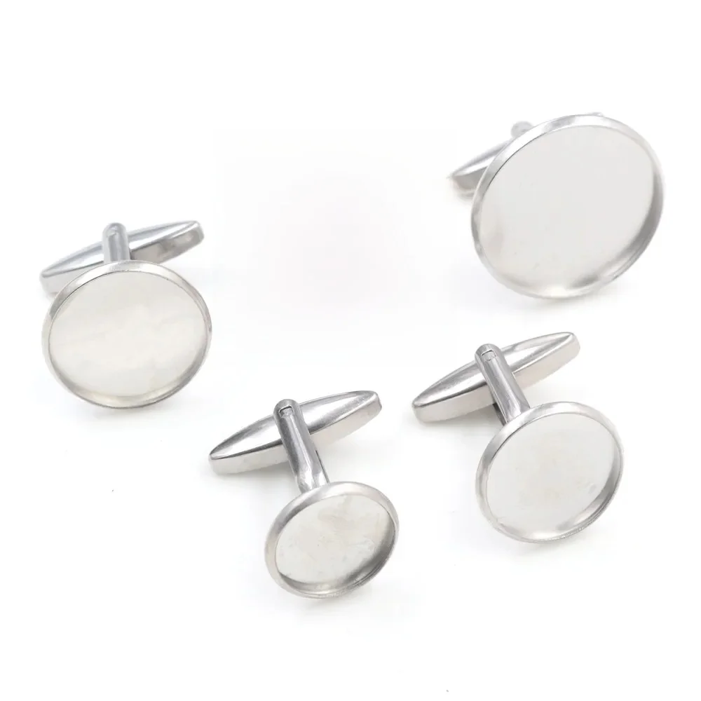 Nigdy nie znikną 10 sztuk/partia 10mm 12mm 14mm 16mm 18mm 20mm, spinki do mankietów ze stali nierdzewnej mankietów baza Link ustawienia Cabochon Cameo baza — zdjęcie 2