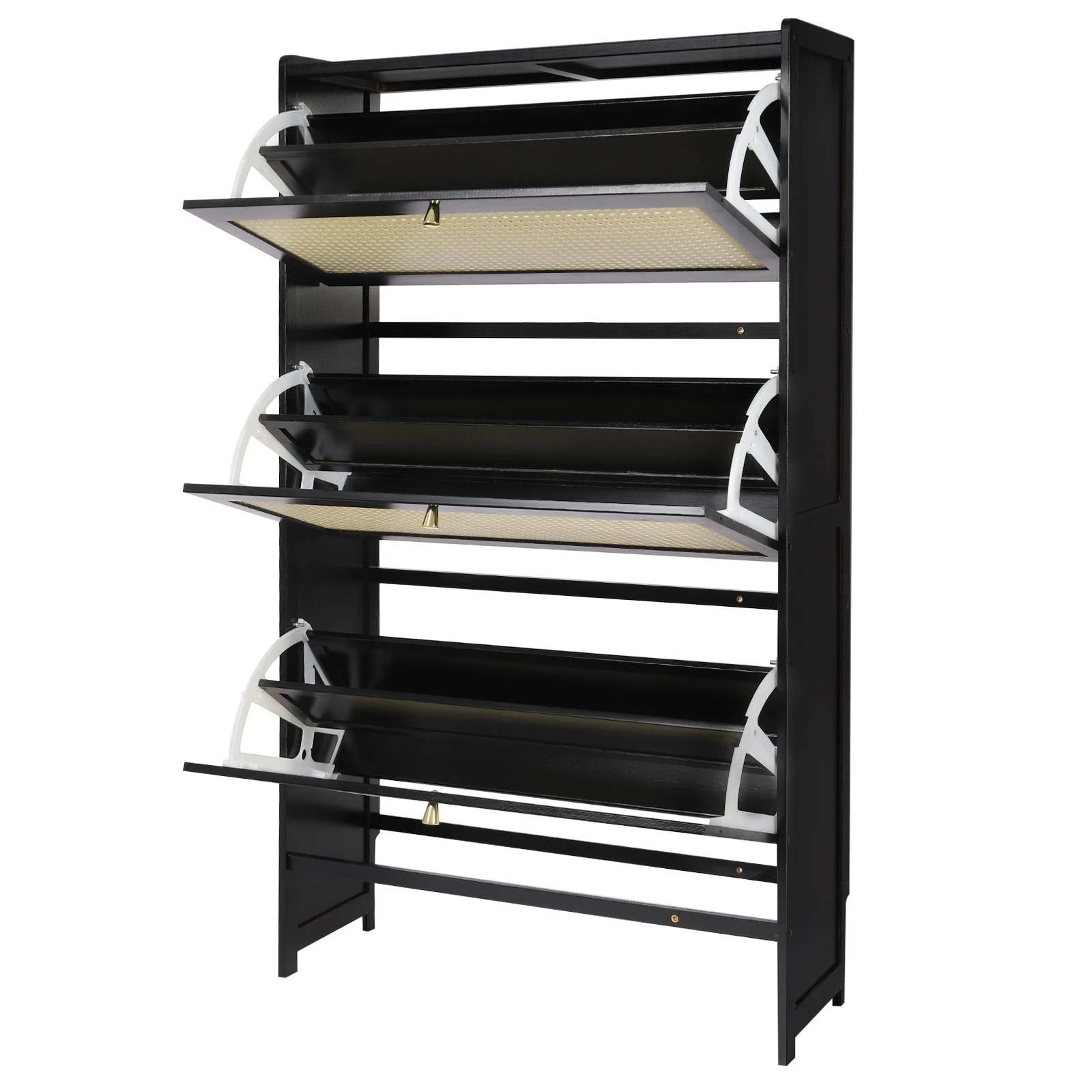 

3 Tier Shoe Cabinet, Shoe Storage Organizer, Shoe Cabinet with Flip Drawers Practical Handles for Entryway,Living Room, Bedroom