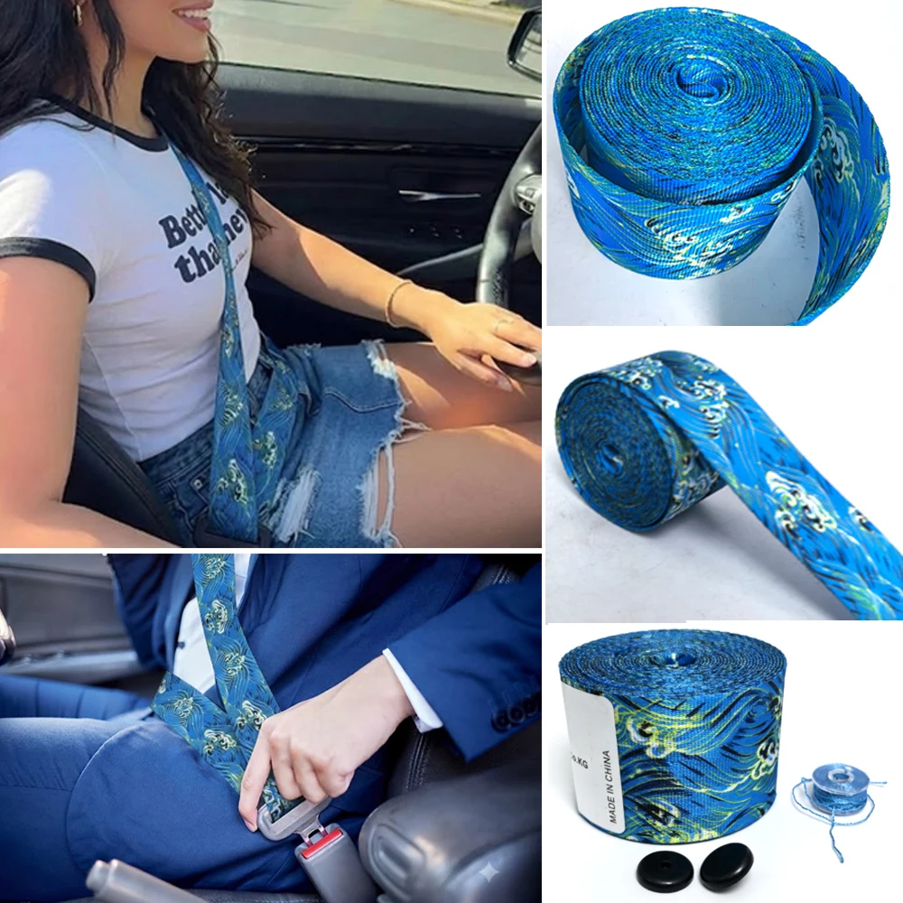 4Pcs Universal Auto 3.6M Strengthen Seat Belt Webbing Fabric Racing Car Modified Seat Safety Belts Harness Straps