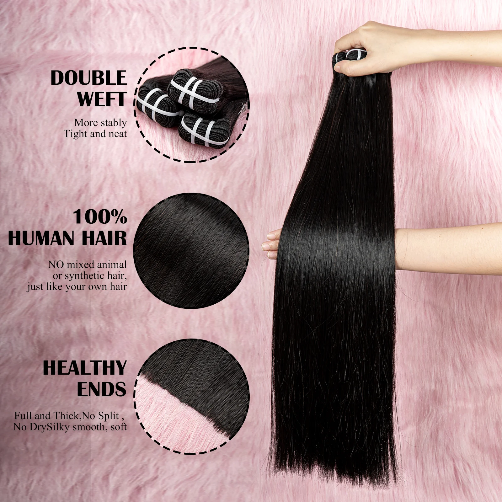 Bundles de cheveux humains raides vietnamiens Sophia, extensions de cheveux vierges bruts non transformés, double proximité, 100%, 16A, 22 po, 24 po, 26 po