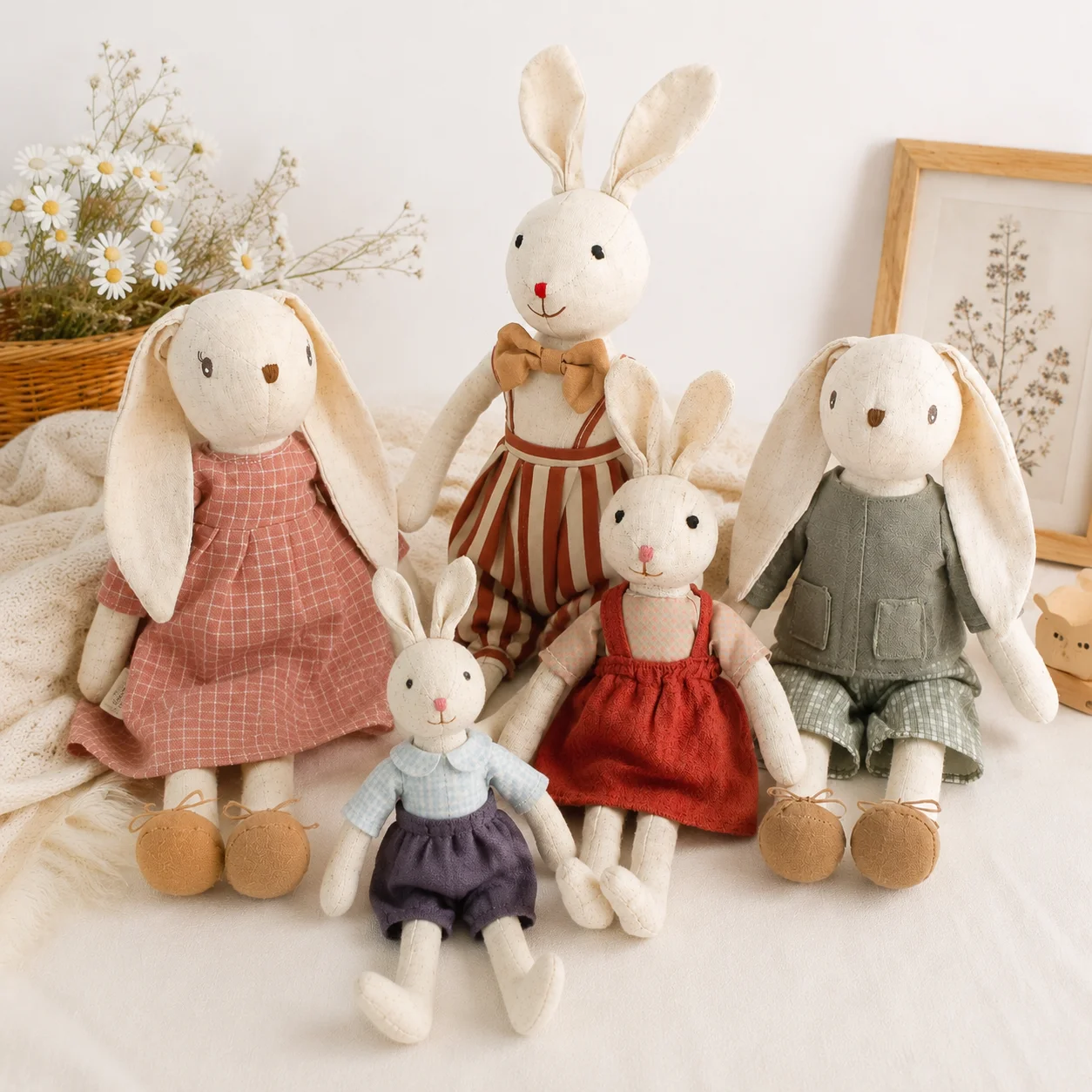 Soft Plush Baby Doll Rabbit Toy for Infants Kids - Holiday Gift Room Decoration Photography Prop Comforting Plush Bunny