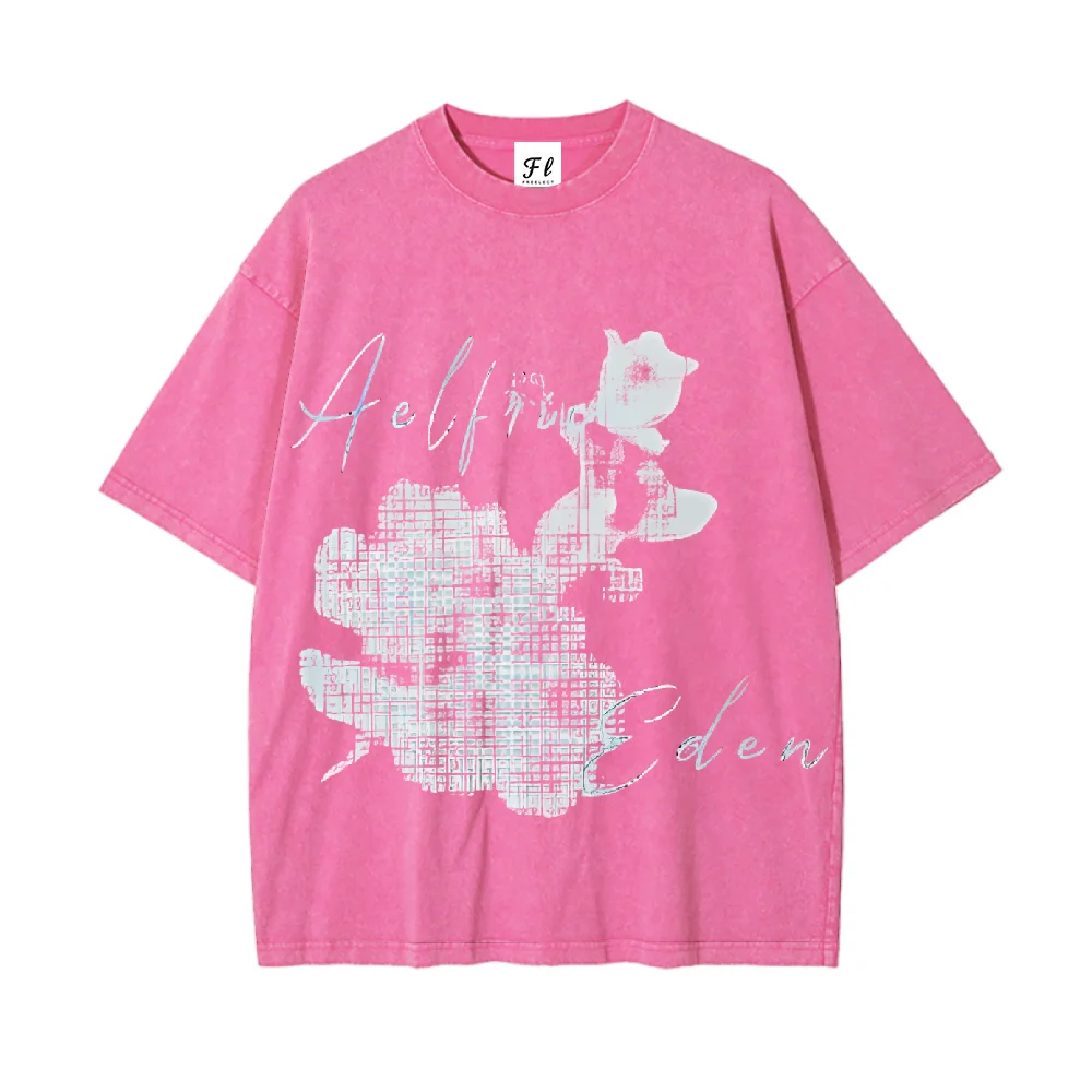 Einzigartiges Blumen-Grafik-T-Shirt, übergroßes, lässiges Kurzarm-T-Shirt für Damen und Herren, modisches Vintage-gewaschenes Design, bequemes weiches Oberteil