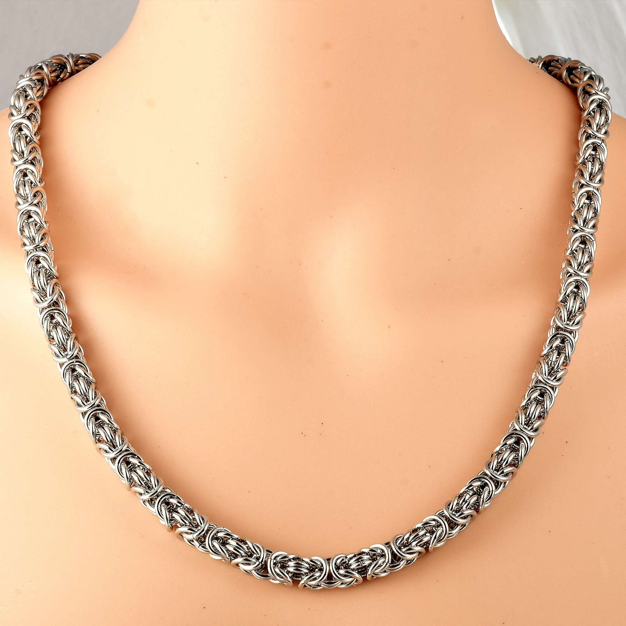 

6MM Thick Silvery Byzantine Chain – Necklace or Bracelet for Men & Women