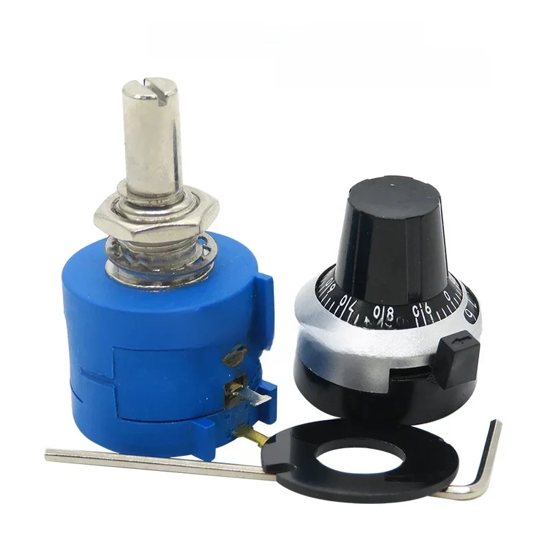 1 zestaw 3590S Precision Multiturn (1 sztuk potencjometr 10 pierścień regulowany rezystor + 1 sztuk obraca liczenie pokrętło obrotowe 6.35mm pokrętło) nowy — zdjęcie 2