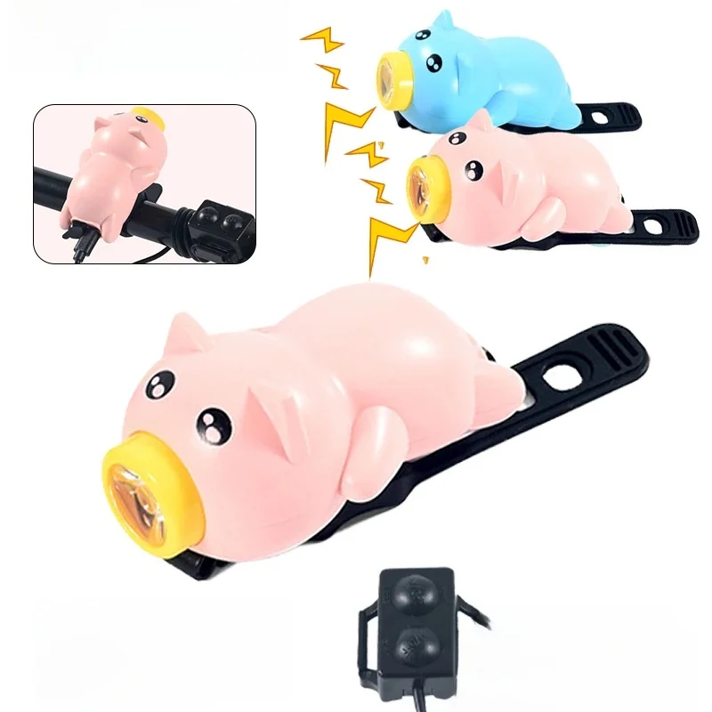 AliExpress cycle zone Bike Front Light with Horn Children Cartoon Piggy Bicycle Handlebar Lights Rechargeable Night Riding Kids Flying Pig Bell Lamp