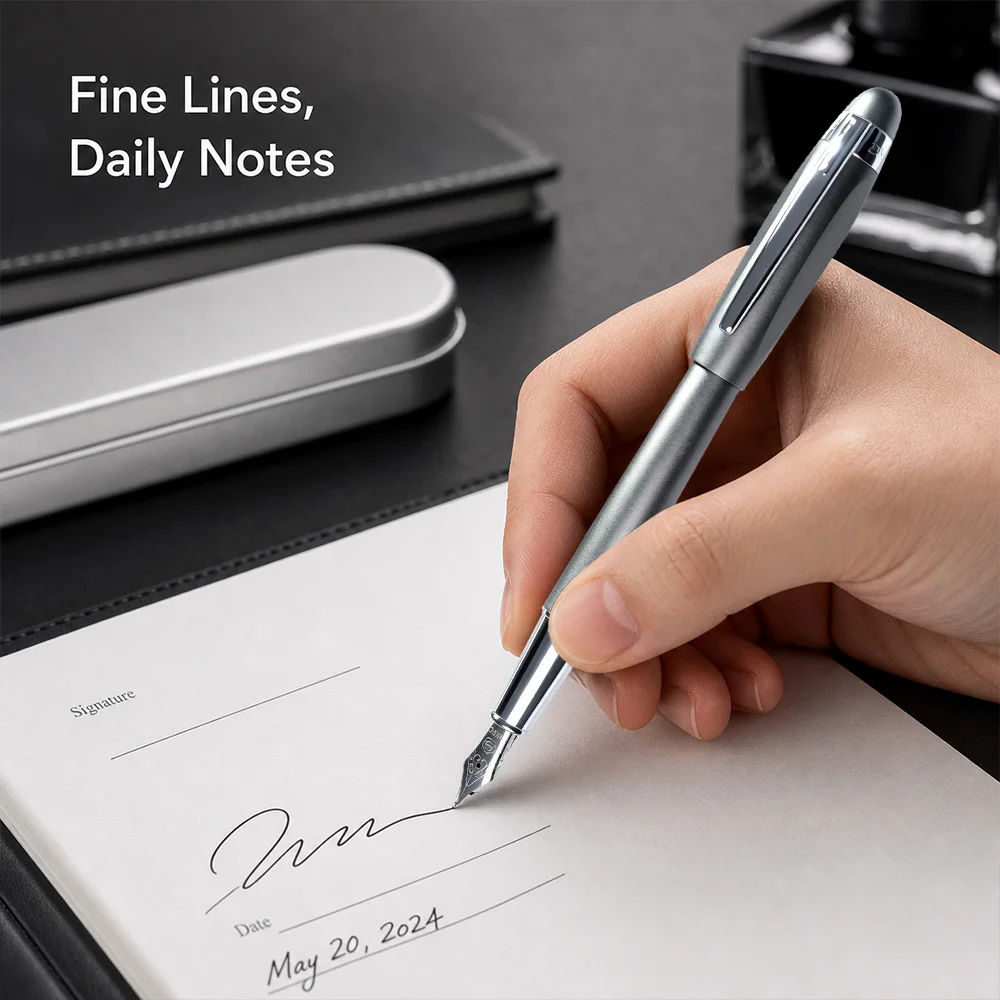 4 Colors Multipack Hero 8202 Full Metal Fountain Pen 0.5mm Standard Fine Nib Fluent Writing Ink Pens Ideal For Business Signing