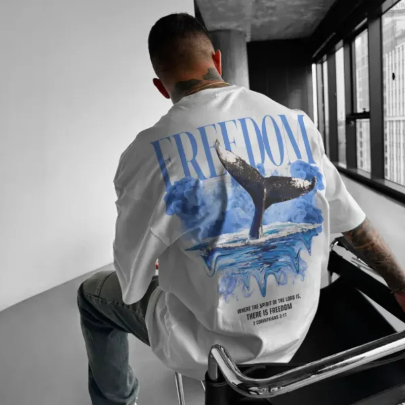 

Letters large pattern 3D printed short sleeve men Harajuku vintage street style short sleeve oversized round neck T-shirt