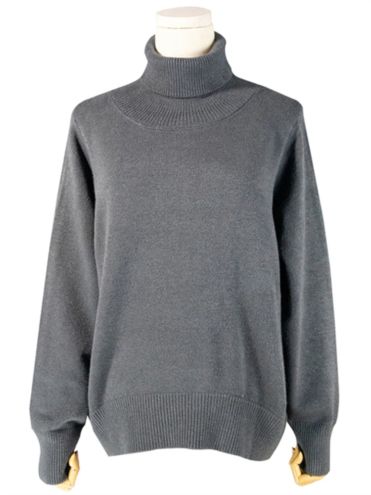 Colorfaith-Jersey de punto de estilo coreano para mujer, Jersey cálido de cuello alto, sólido, minimalista, elegante, SW7276, novedad, invierno, 2022