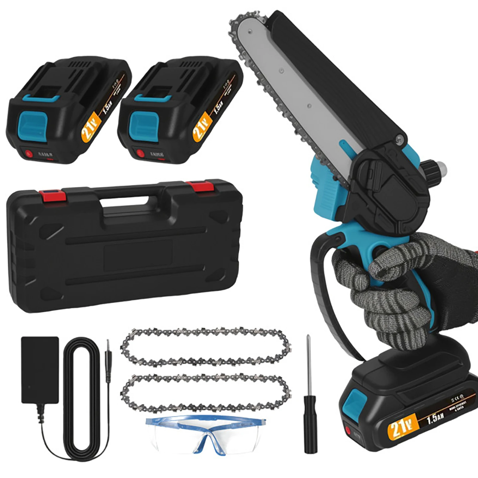 Motosierra eléctrica sin escobillas de 550W y 6 pulgadas, sierra eléctrica inalámbrica para trabajar la madera, herramienta de poda para jardín, compatible con baterías Makita de 18V.