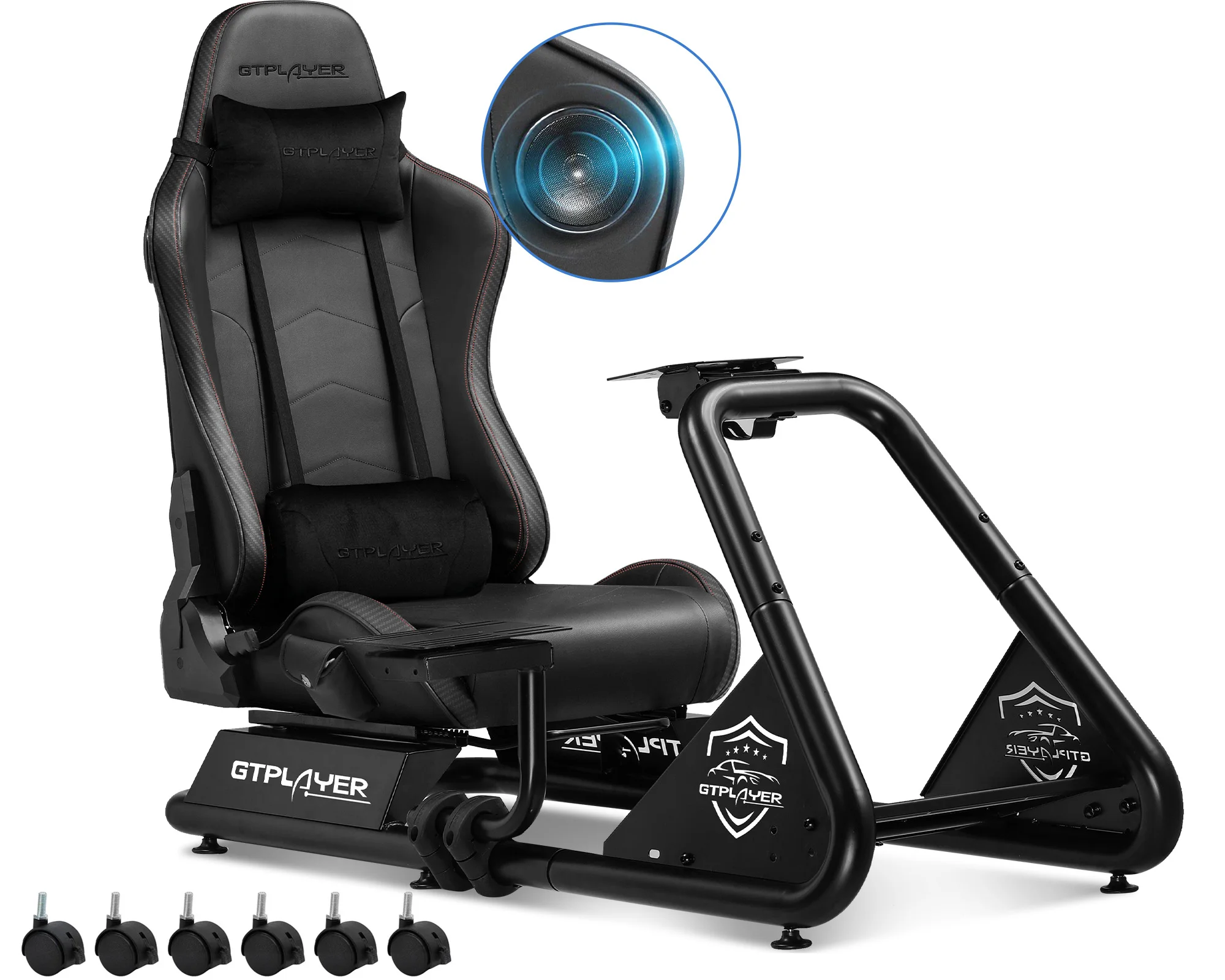 GTPLAYER Racing Simulator Cockpit with Seat, Sim Racing Cockpit Multi-function Adjustable Gaming Wheel Stand for G25 G27 G29 image 3