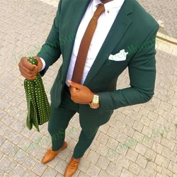 Green Mens Wedding Suits 2022 Groom Tuxedos Notched Lapel Men Suit Slim Fit Custom Made Groomsmen Two Pieces Terno Blazer+Pants