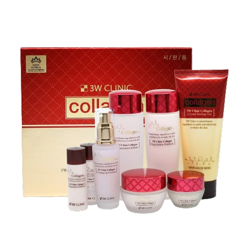 3W Clinic Collagen Regeneration base Skin + Lotion + cream + essence + peeling gel cosmetic set