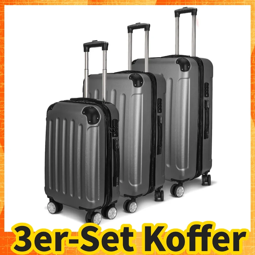 Set of 3 Suitcases, Expandable ABS Hardside Suitcase Set, Durable Luggage Sets with 4 Quiet Wheels 28-24-20in,Deep Grey