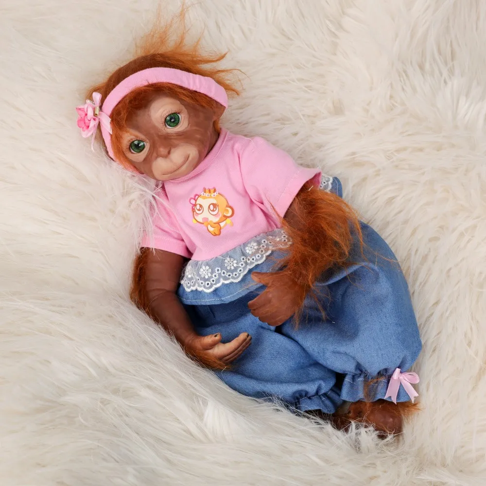 

Cloveray 20 inch Soft Realistic Vinyl Doll Cute Simulation Monkey Doll Vinyl Limb Cloth Body Doll Handmade Toy Kid Birthday Gift