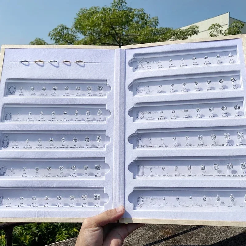 Aangepaste vergelijking grafiek kit set referentie verschillende mooie vormen edelsteen 5A zirkonia diamant karaat maten voor juwelierszaak - afbeelding 2