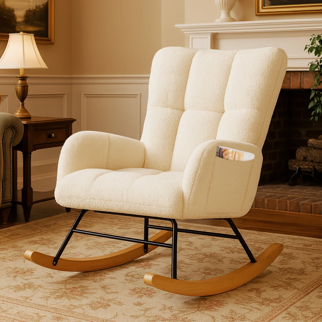 Baby Nursery Rocking Chair - Fotel bujany COMHOMA do pokoju dziecięcego,