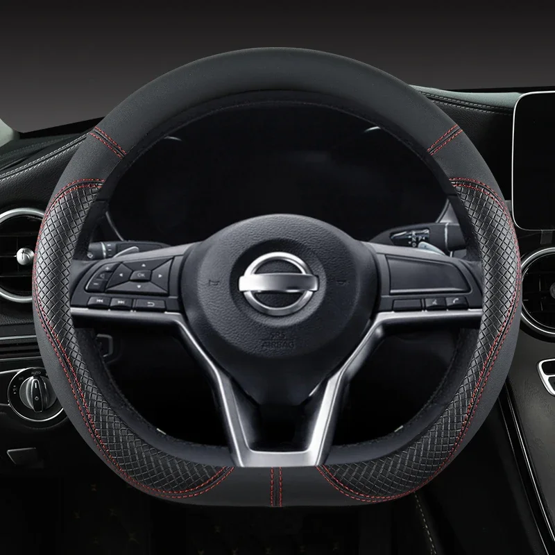 Pokrowiec na kierownicę samochodową w kształcie litery D do Nissan X-Trail Qashqai March Serena Micra Kicks 2017-2019 Altima Teana 2019 Sentra 2022 — zdjęcie 2