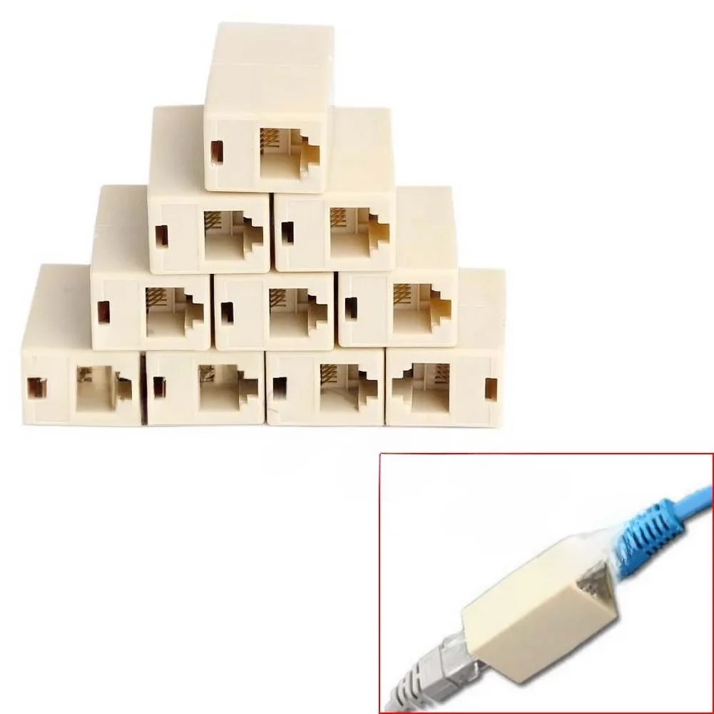 2021 nowy 10 sztuk RJ45 CAT5 złącze wtyk kabel sieciowy LAN Extender Adapter złącza nowy — zdjęcie 2