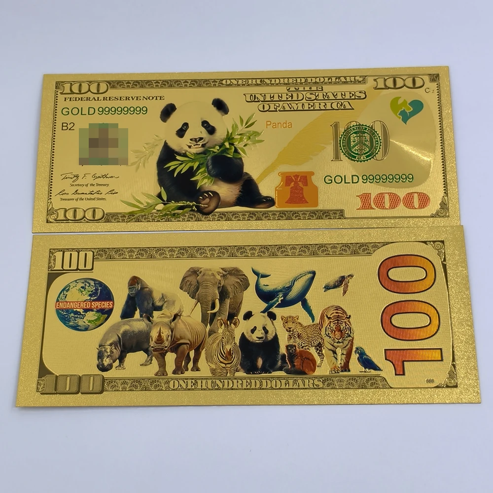 الولايات المتحدة الأمريكية 100 دولار الذهب احباط الأوراق النقدية الأحمر تكدرت ليمور/الباندا الأوراق النقدية البلاستيكية التذكارية هدايا لمحبي الحيوانات وجواعه #5