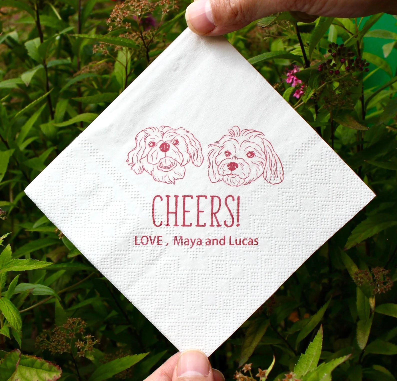 50pcs Custom Matching Pet Couple Cocktail Napkins For Wedding- Personalized for 2 Dogs or 2 Cats - Unique Animal-Themed Wedding