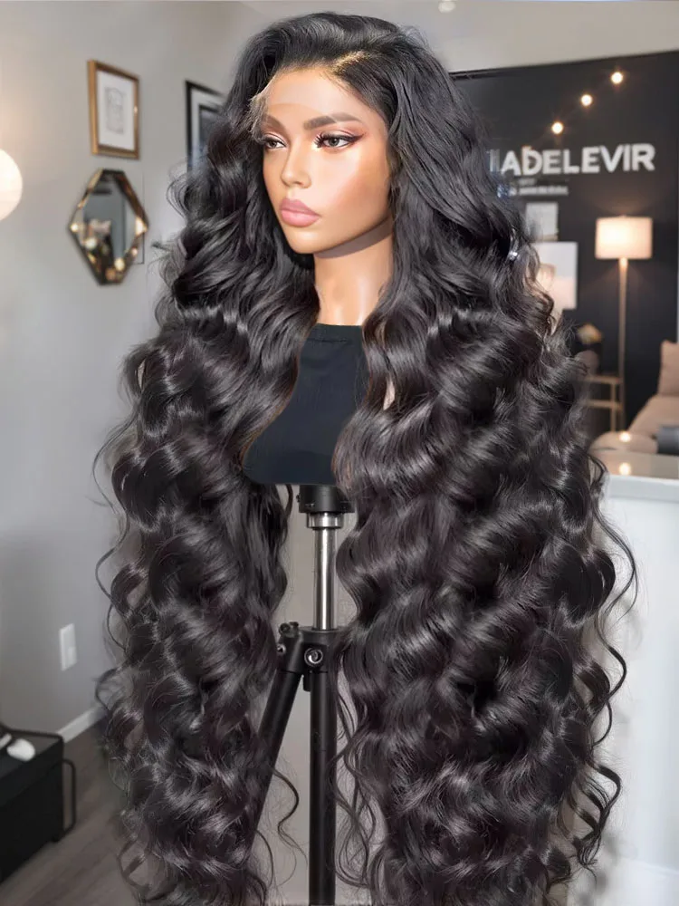 

Lakeisha High Density Body Wave Human Hair Wigs HD 13x6 Lace Front Wig 30 42 Inch 5x5 Closure Glueless Black Curly Remy Hair