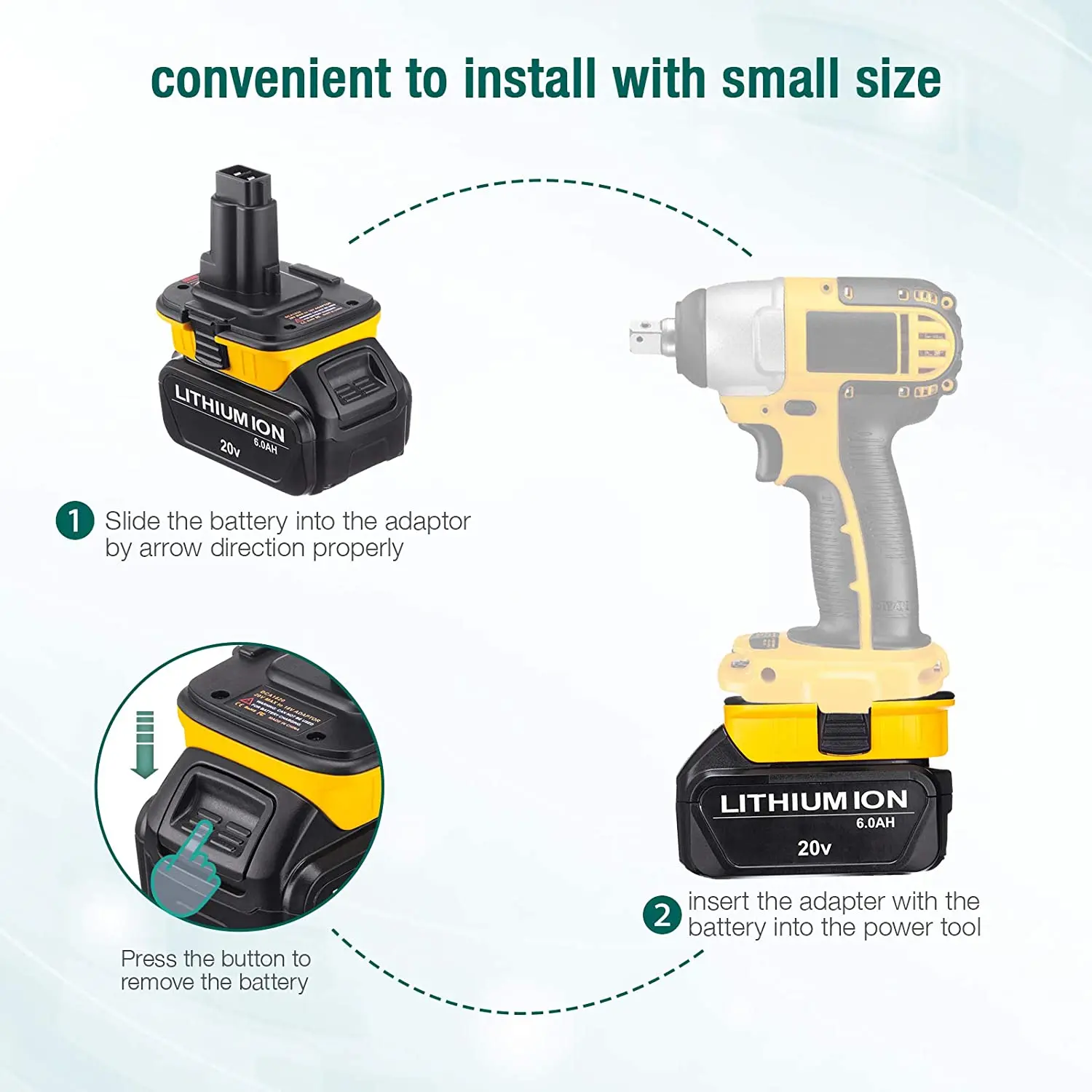 DCA1820 Battery Adapter Converter for DEWALT 18V Tools 20V Max Lithium Ion Battery Power Bank Function USB