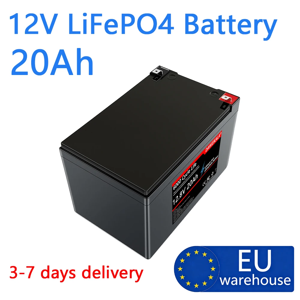 12V 20Ah Lithium-Eisenphosphat LiFePo4 Wiederaufladbare Batterie 12V LiFePo4 Tiefzyklus-Batterie Geeignet für Kinderroller, Boote, Motorräder, Wohnmobile, Elektromotorräder, Unterstützt