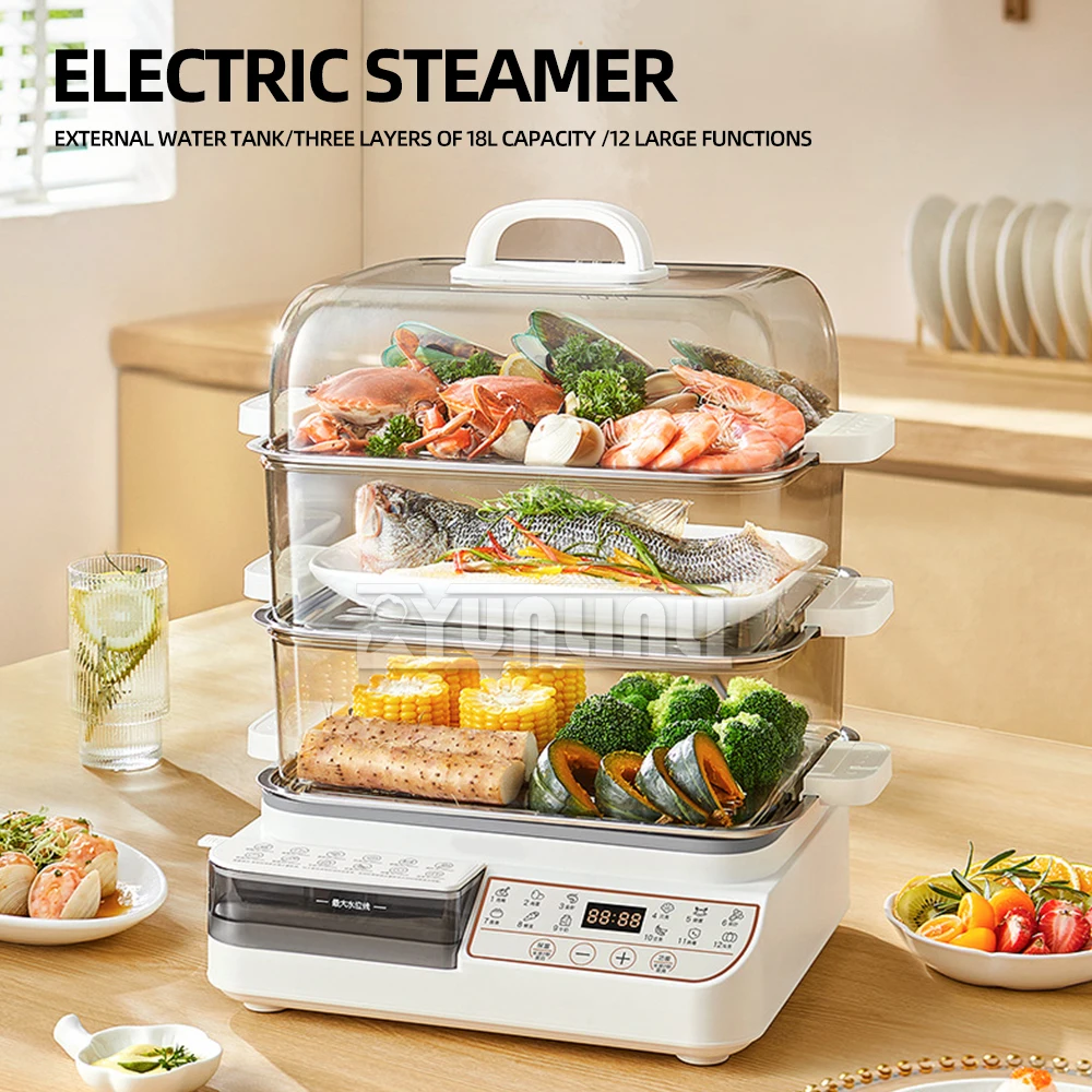 Three-layer Food Steamer Household Electric Steamer Multifunctional Large Capacity Breakfast Machine