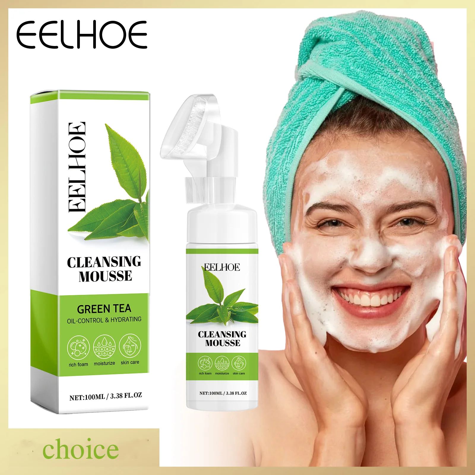 

Мусс для глубокого очищения лица EELHOE с зеленым чаем: освежающий, матирующий, разглаживающий морщины и нежный очищающий молочко